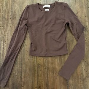 Babaton Chocolate Long Sleeve Top cropped